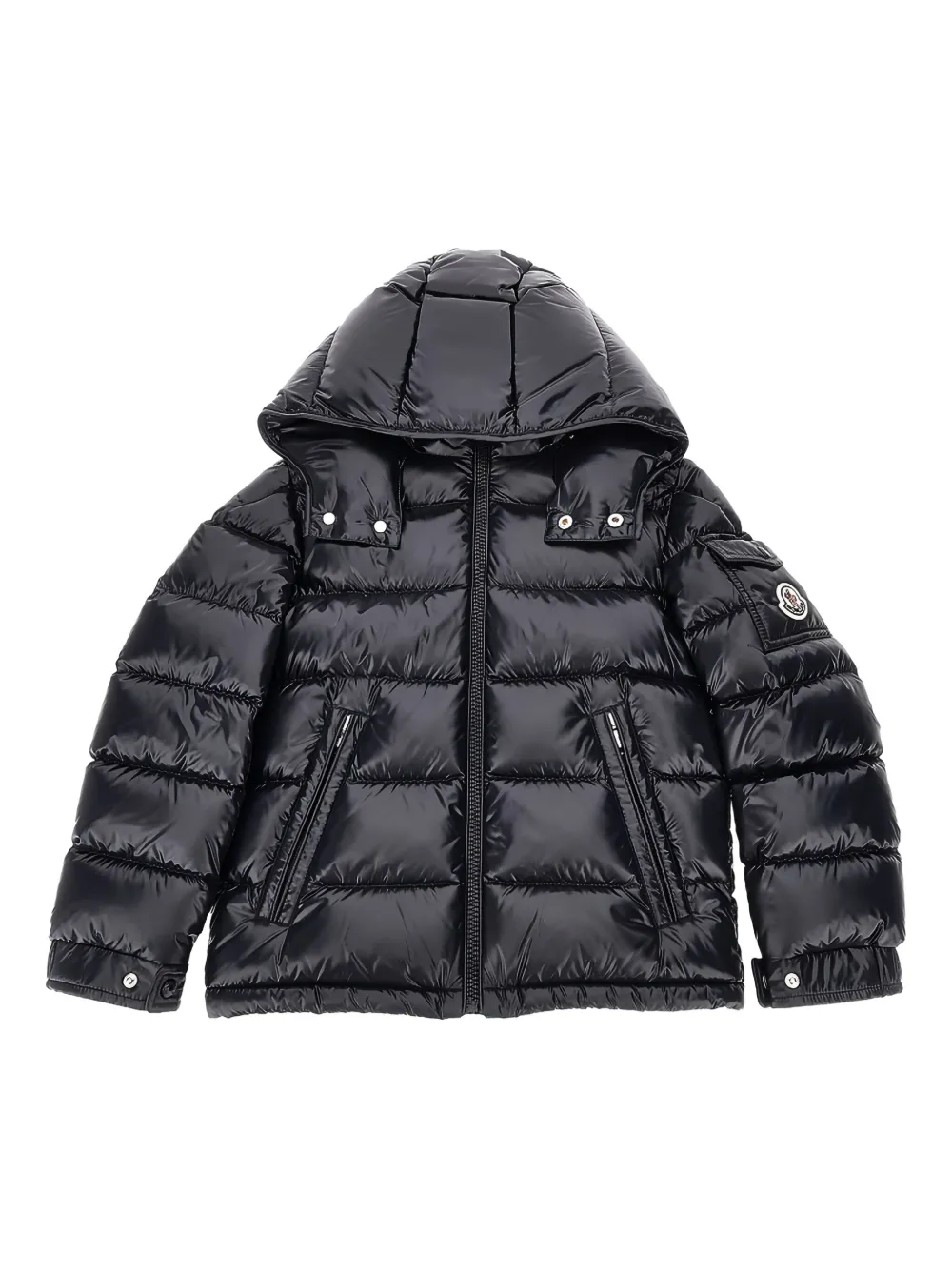 Moncler Enfant Gewatteerd jack met logopatch Zwart