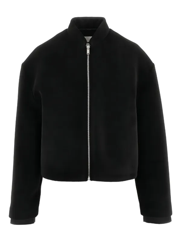 Jil Sander Cropped Bomber Jacket in Black