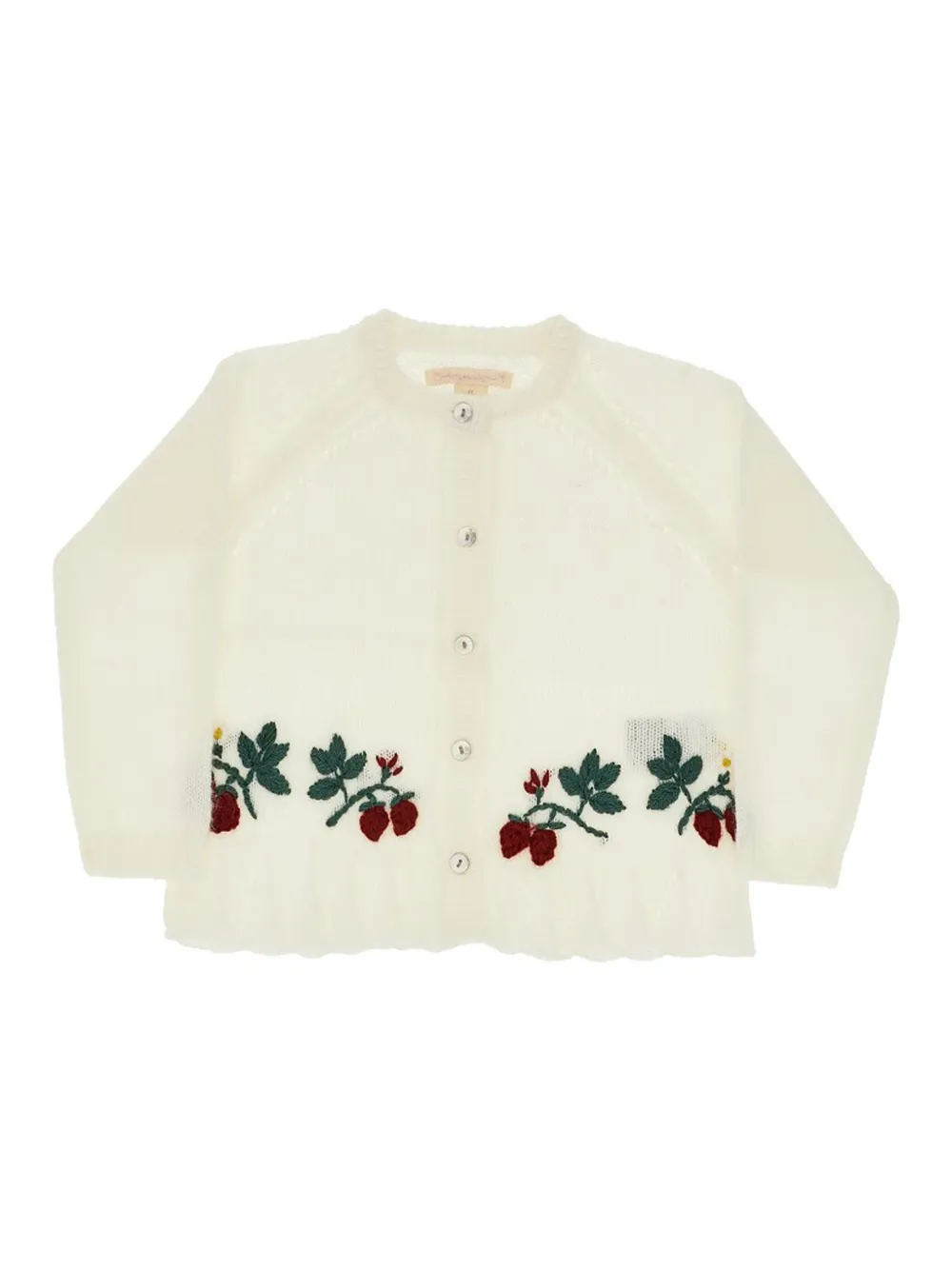 Konges Sløjd Vest met geborduurde aardbei Beige