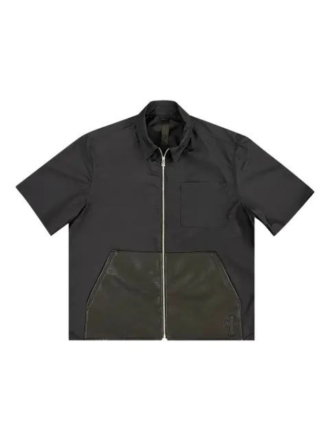 Chrome Hearts zip-up leather-pockets shirt