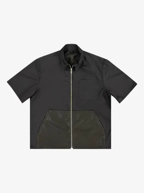 Chrome Hearts zip-up leather-pockets shirt