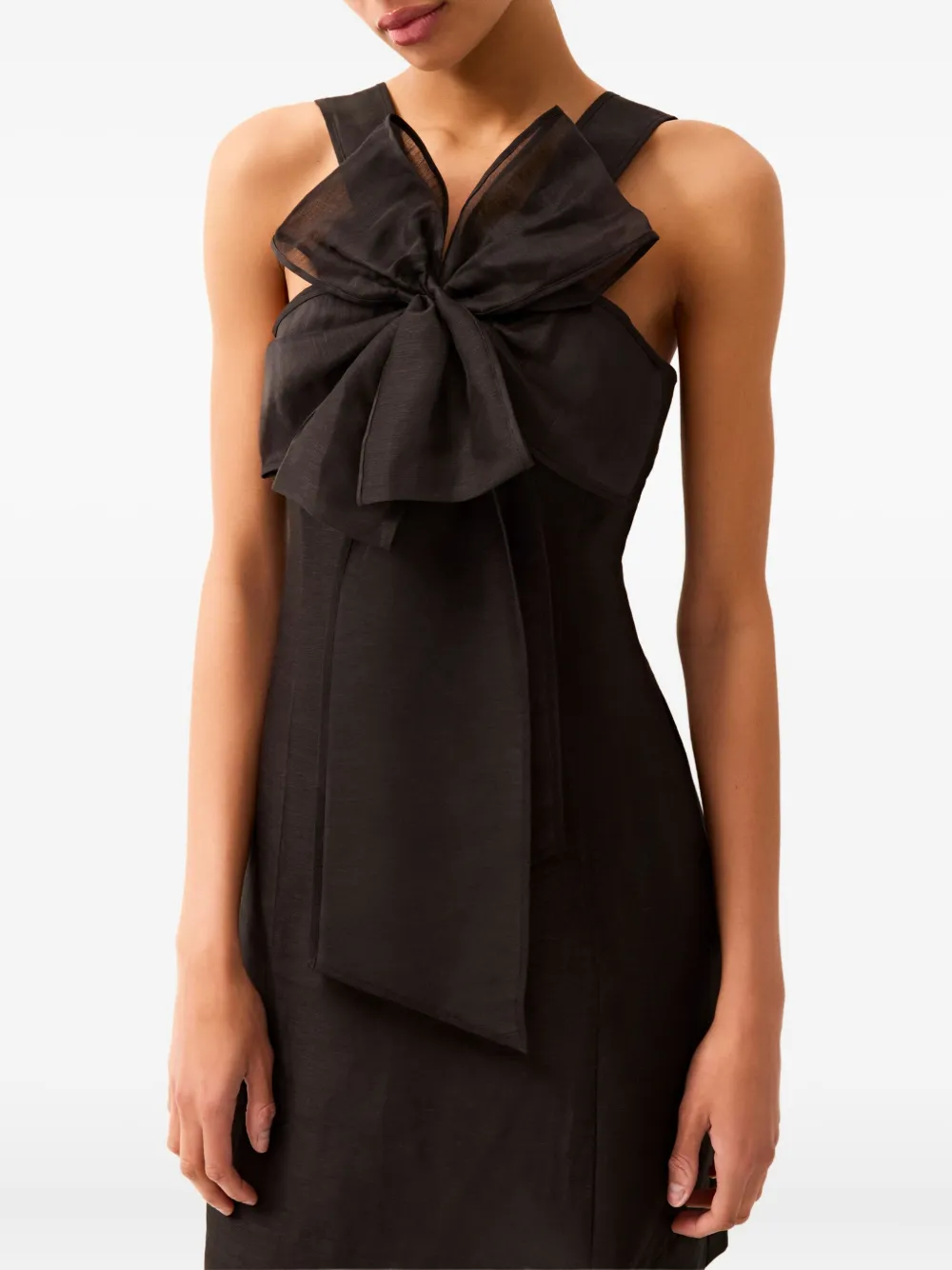 Marie Oliver Lila Bow-detailed Mini Dress In Black