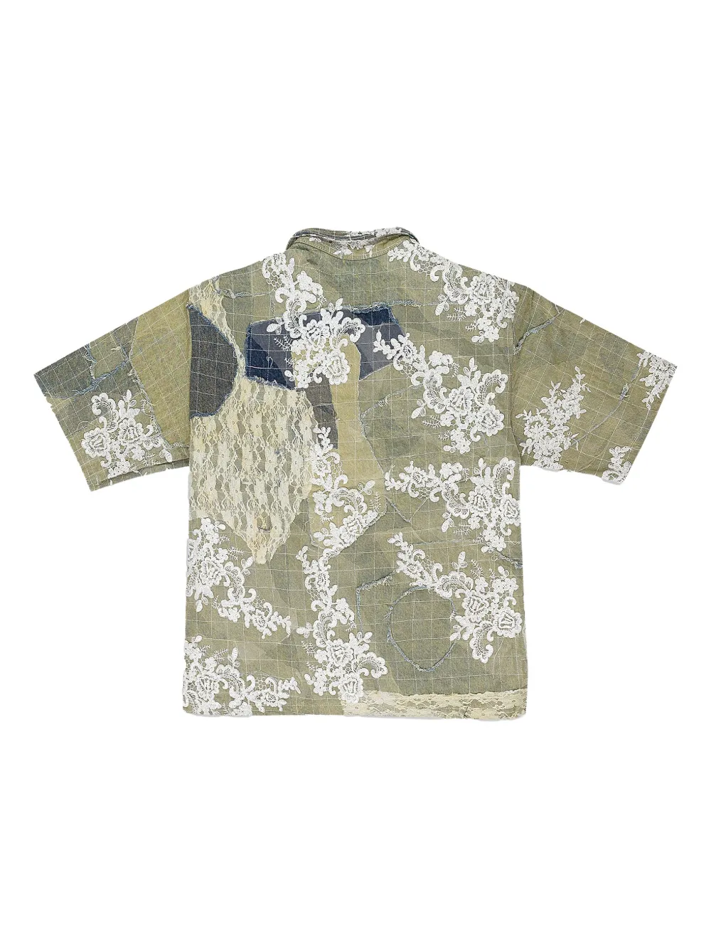 Who Decides War lace-detail patchwork polo shirt - Groen
