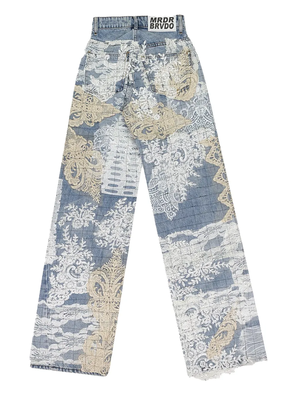 Who Decides War grid lace straight-fit jeans - Blauw