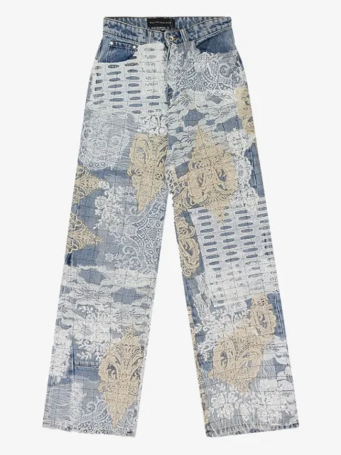 Who Decides War grid lace straight-fit jeans