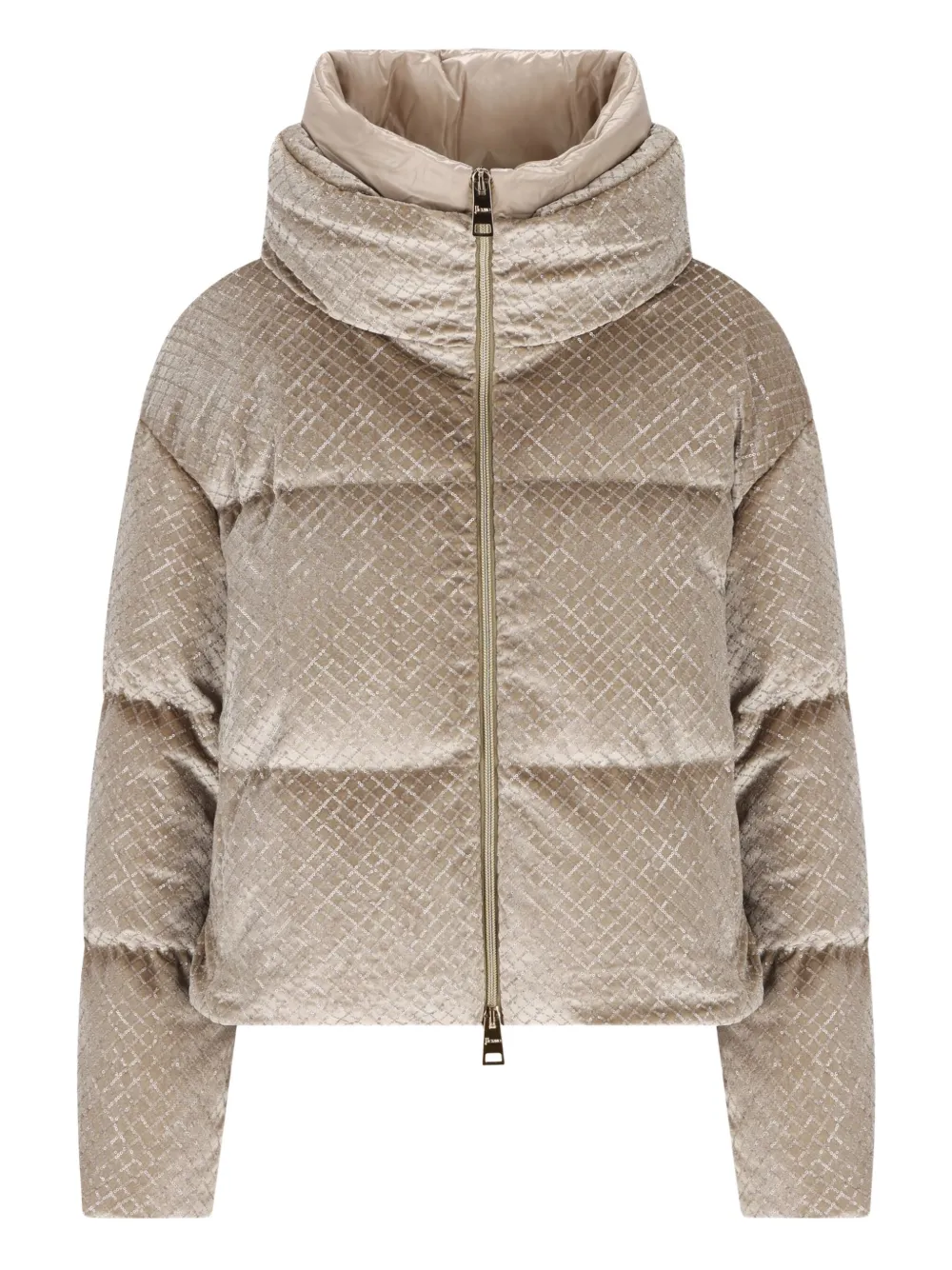 Herno High-neck Sequin Jacket In Neutral