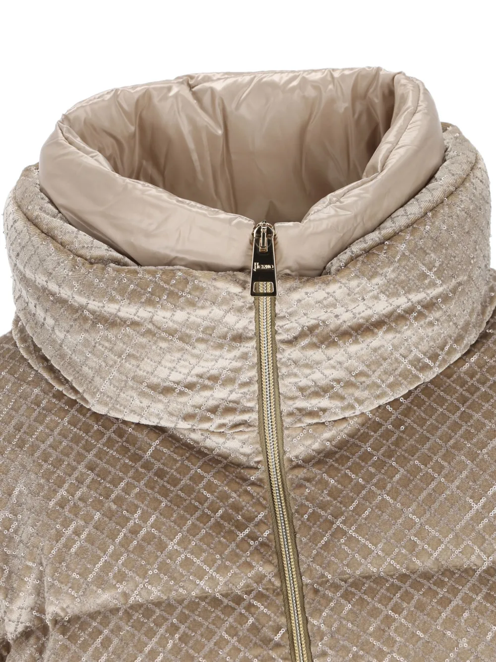Herno High-neck Sequin Jacket In Neutral