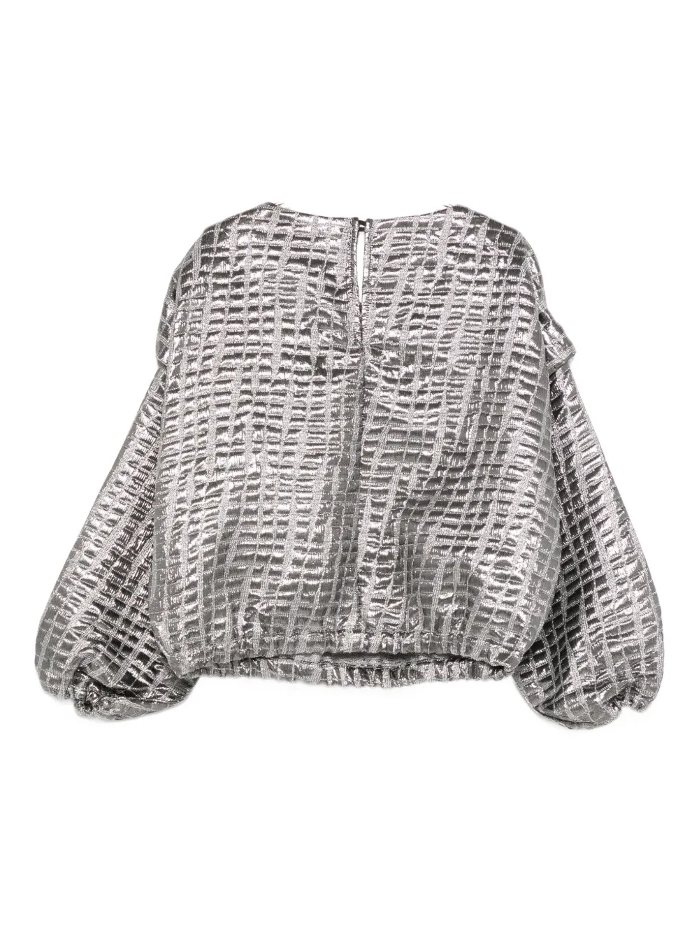 Andorine Jacquard Metallic Top In Silver