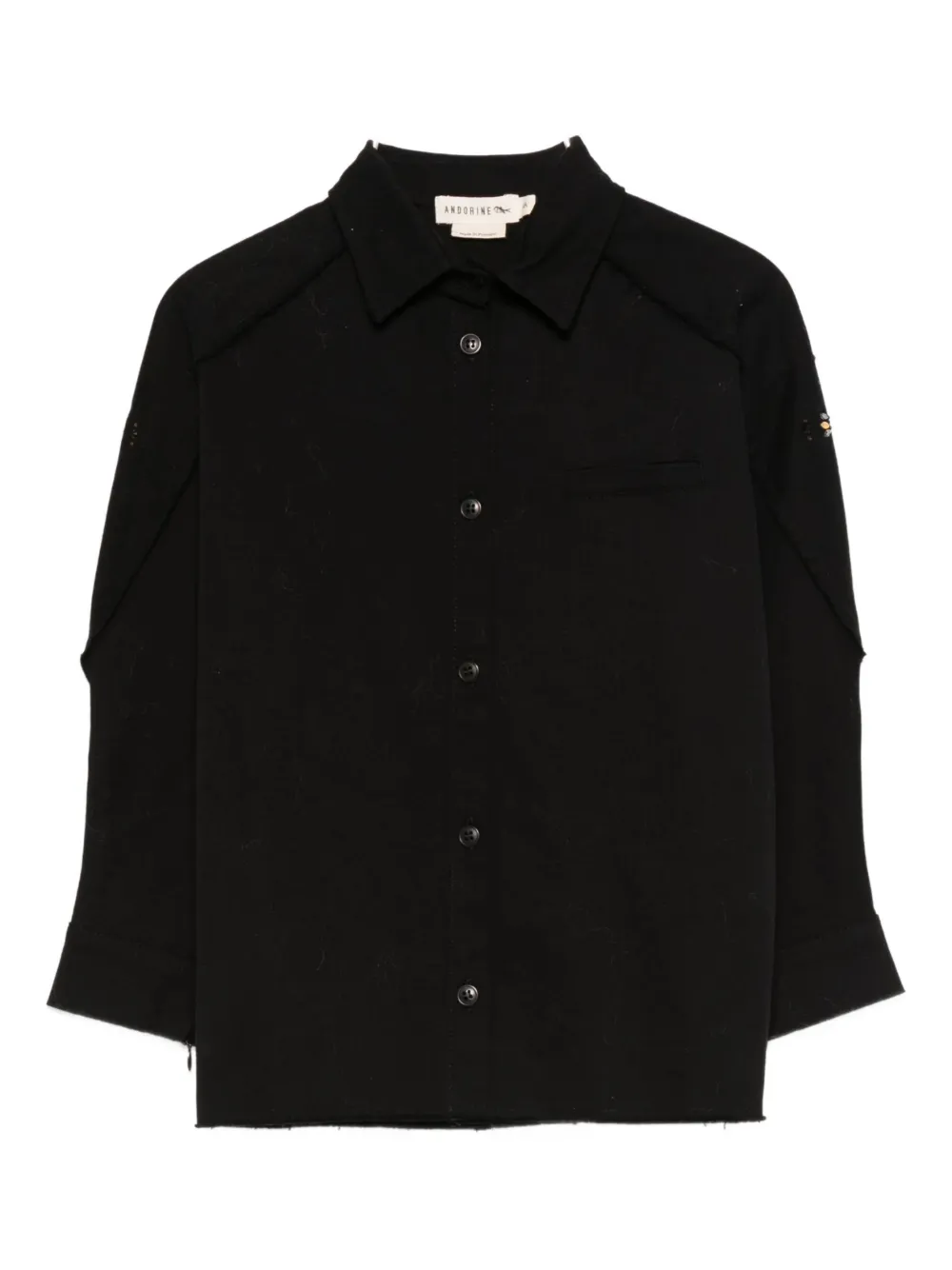 Andorine Embellished Denim Shirt In Black