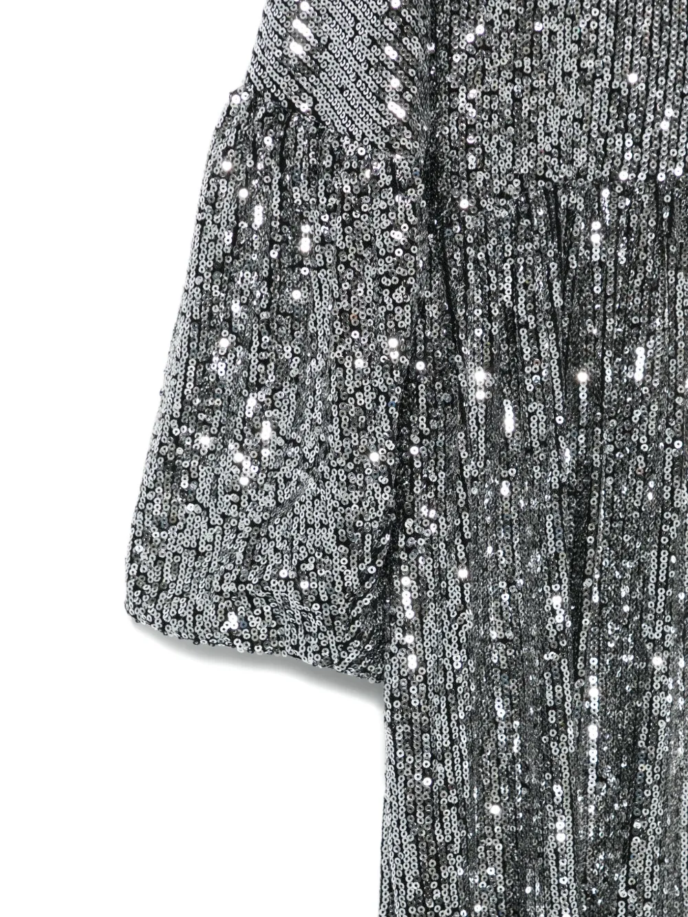 Andorine Jurk met pofmouwen en pailletten Zwart