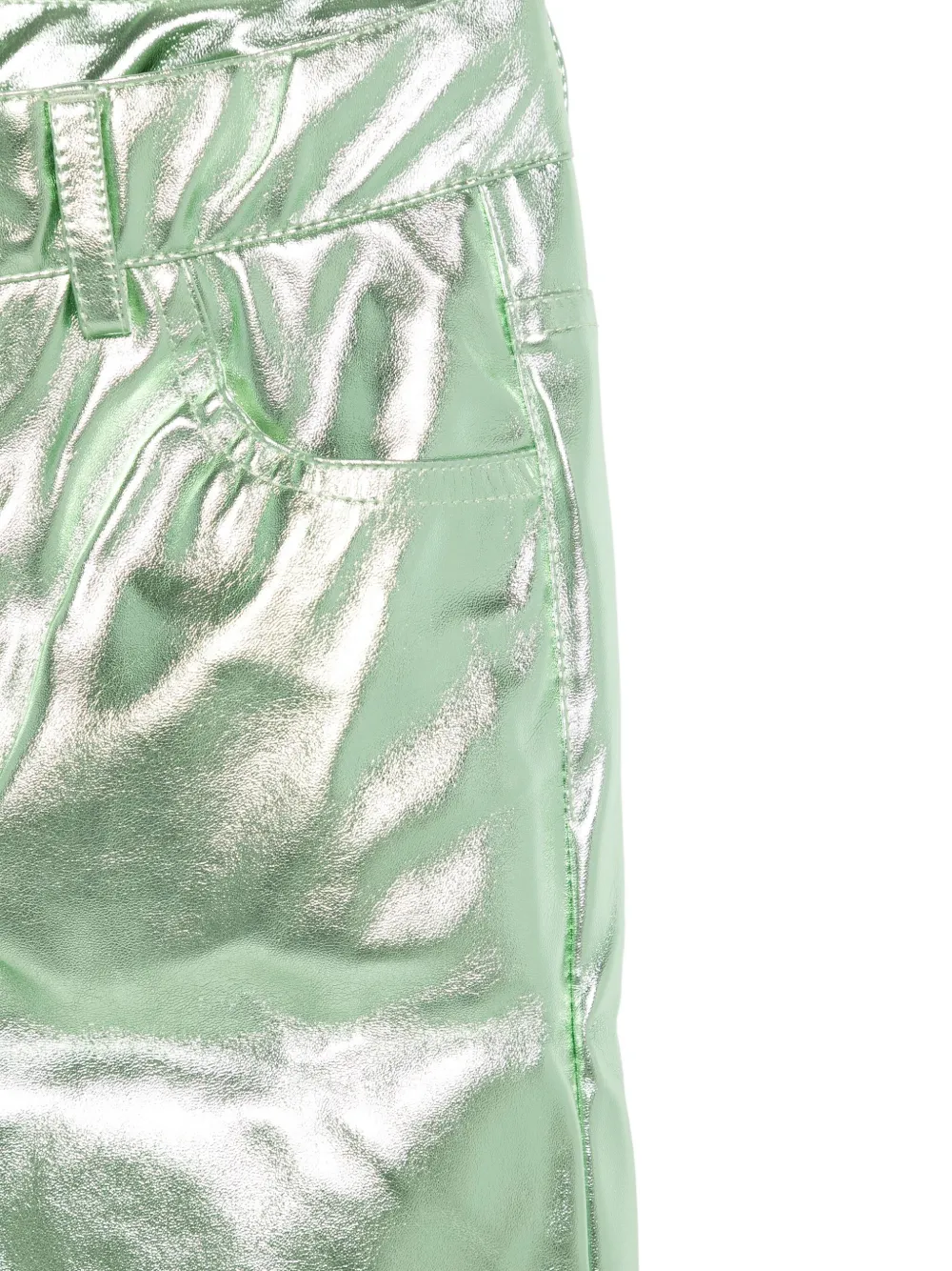 Andorine Metallic-effect Trousers In Green