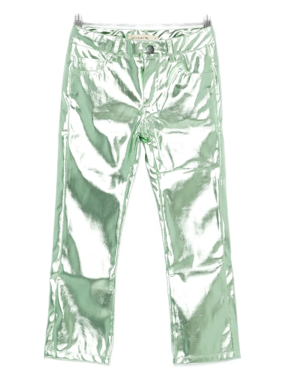 Andorine Metallic-effect Trousers In Green