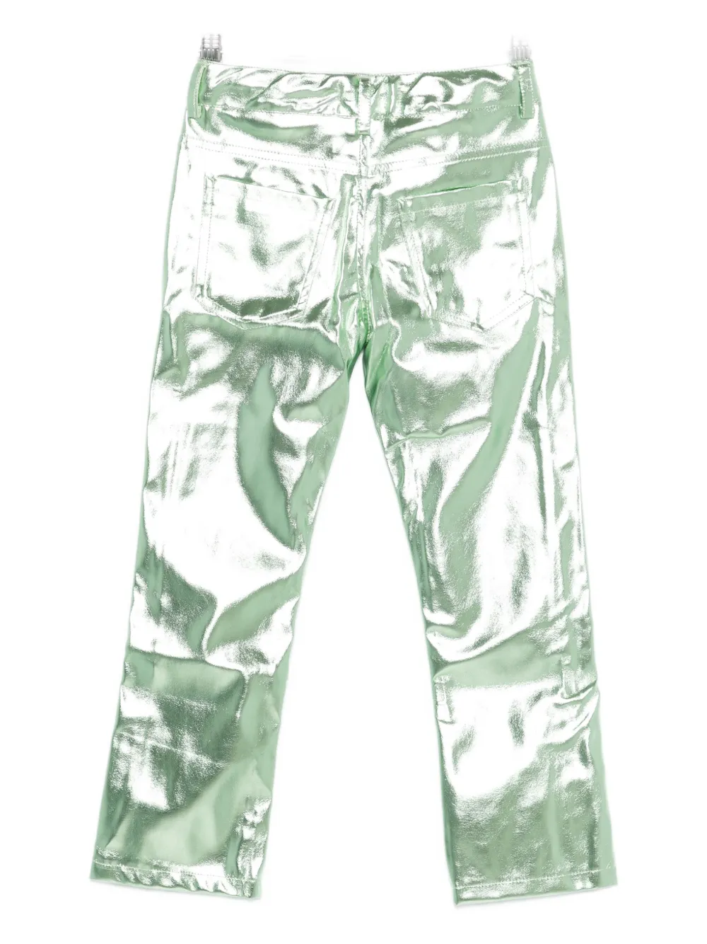 Andorine Metallic-effect Trousers In Green