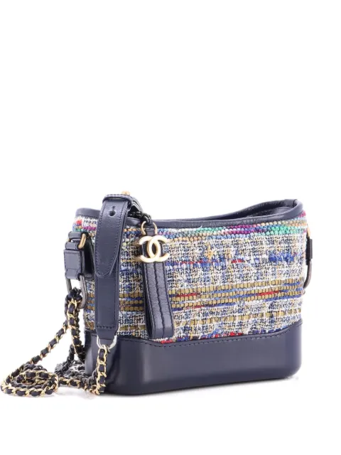 CHANEL Pre-Owned Gabrielle Quilted Tweed and Calfskin Small hobo bag