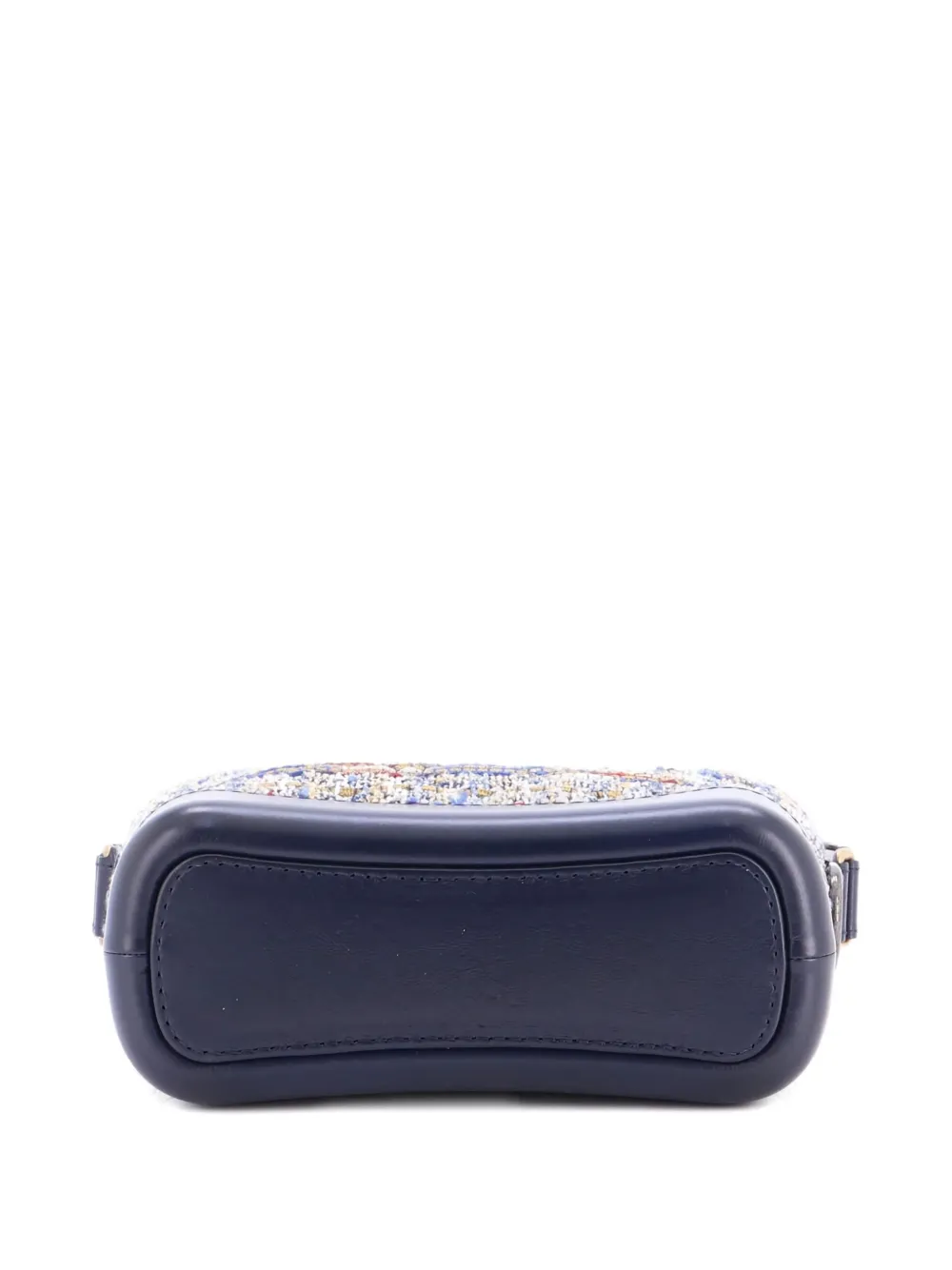 Pre-owned Chanel Gabrielle Quilted Tweed And Calfskin Small Hobo Bag In Blue