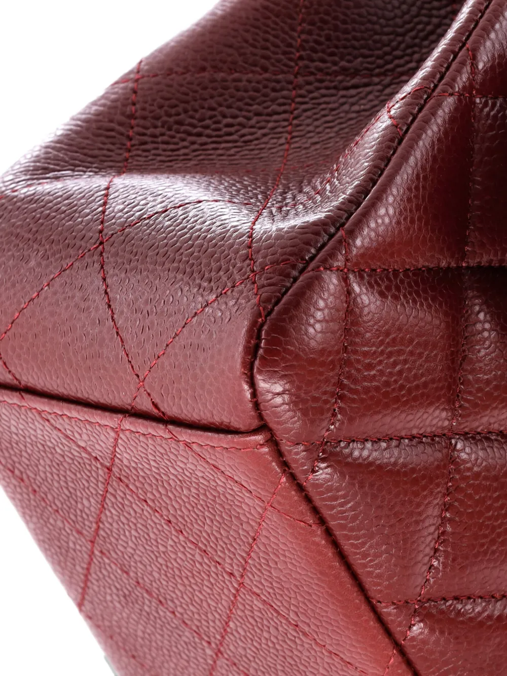 Pre-owned Chanel Classic Double Flap Bag Quilted Caviar Maxi Shoulder Bag In Red