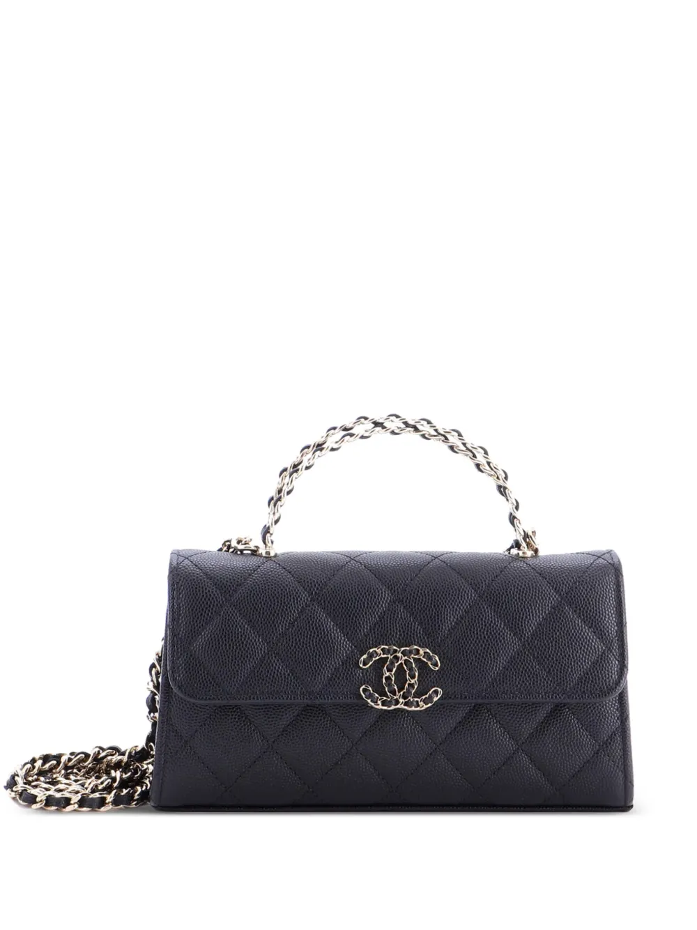 CHANEL Pre-Owned Top Handle Phone Holder with Chain Quilted Caviar