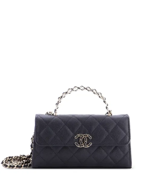 CHANEL Pre-Owned Top Handle Phone Holder with Chain Quilted Caviar shoulder bag