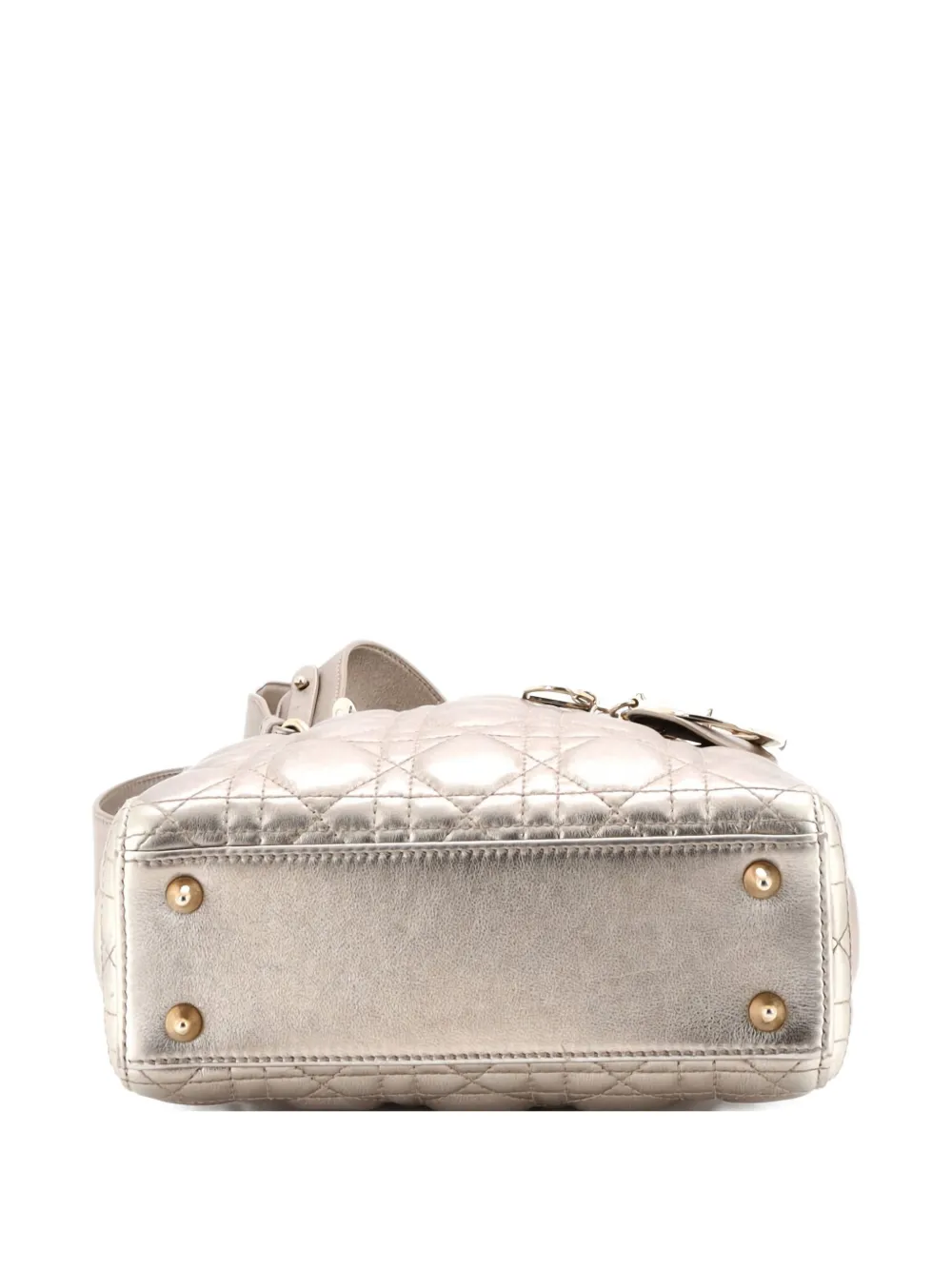  Christian Dior Pre-owned My Abcdior Lady Dior Bag Metallic Cannage Quilt Leather Shoulder Bag - Gold 