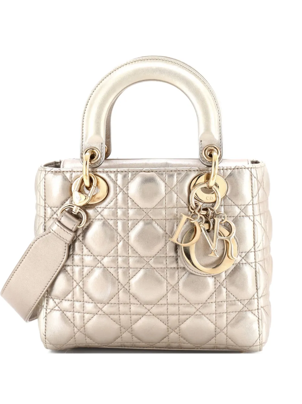 Christian Dior Pre-Owned My ABCDior Lady Dior Bag Metallic Cannage Christian Dior Pre-Owned My ABCDior Lady Dior Bag Metallic Cannage
