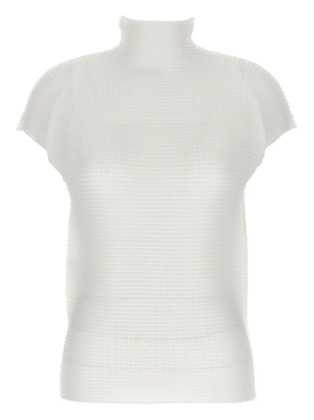 Issey Miyake Wooly pleated high-neck top - ホワイト Issey Miyake Wooly pleated high-neck top - ホワイト