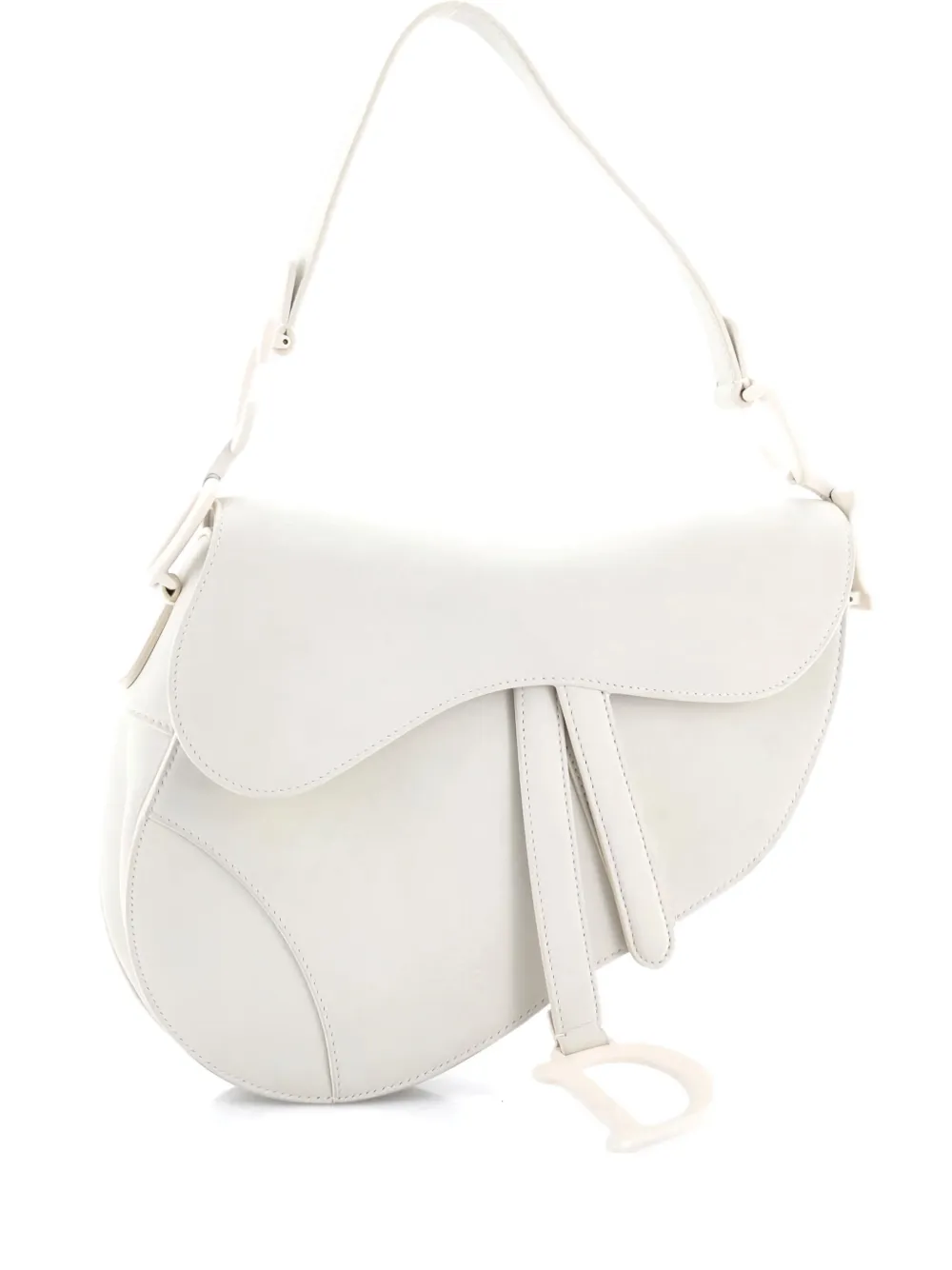 Pre-owned Dior Ultra Matte Saddle Handbag Leather Medium Shoulder Bag In Neutral