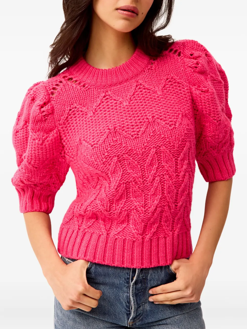 Marie Oliver Vayda Puff-sleeves Sweater In Pink