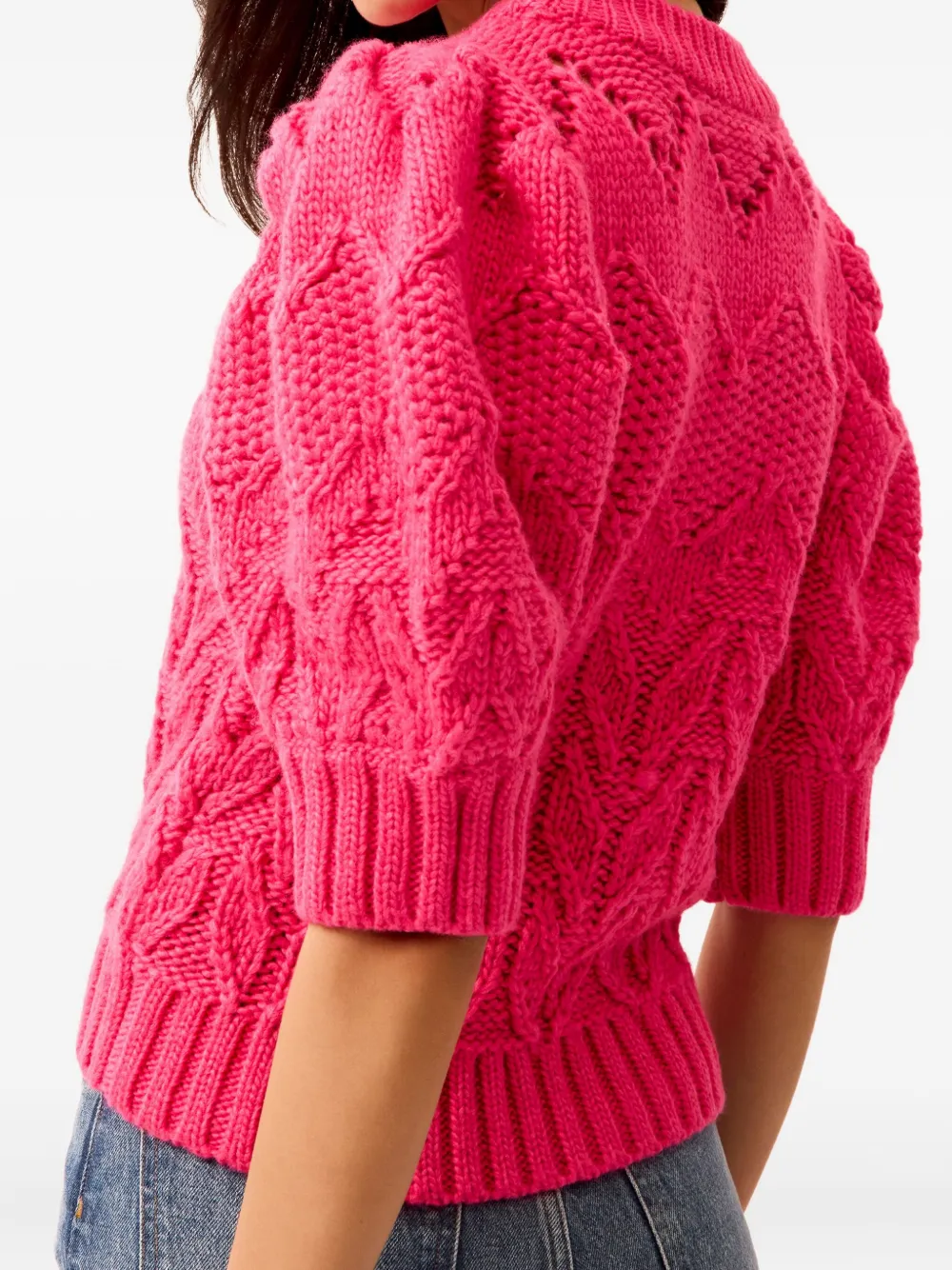 Marie Oliver Vayda Puff-sleeves Sweater In Pink