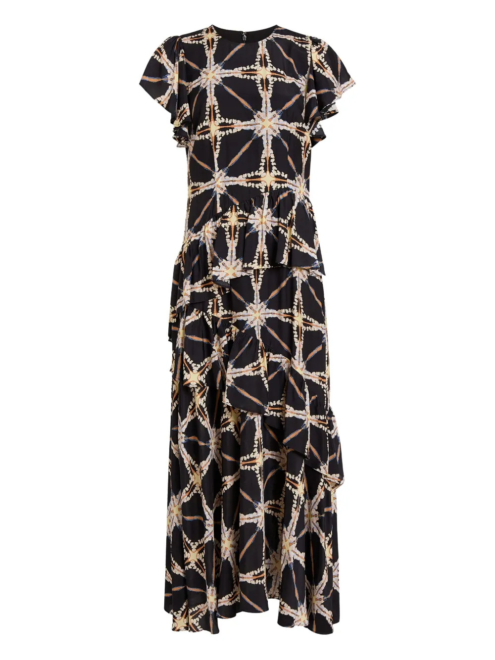 Marie Oliver Quinby Ruffled Tiered Midi Dress In Black