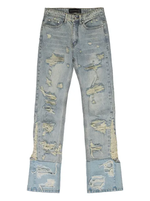 Who Decides War distressed cuffed bootcut jeans