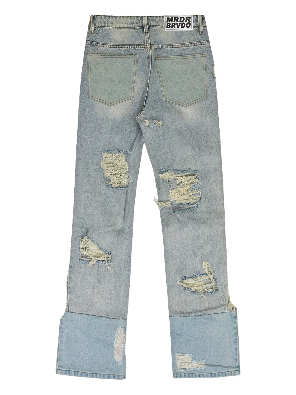 Who Decides War distressed cuffed bootcut jeans - Blauw