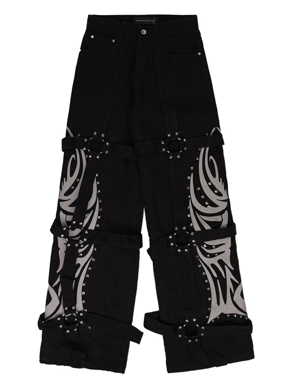 Who Decides War Bondage Winged-logo jeans - ブラック
