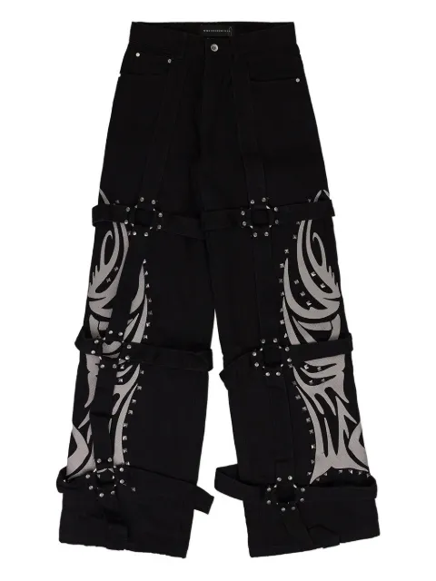 Who Decides War Bondage Winged-logo jeans