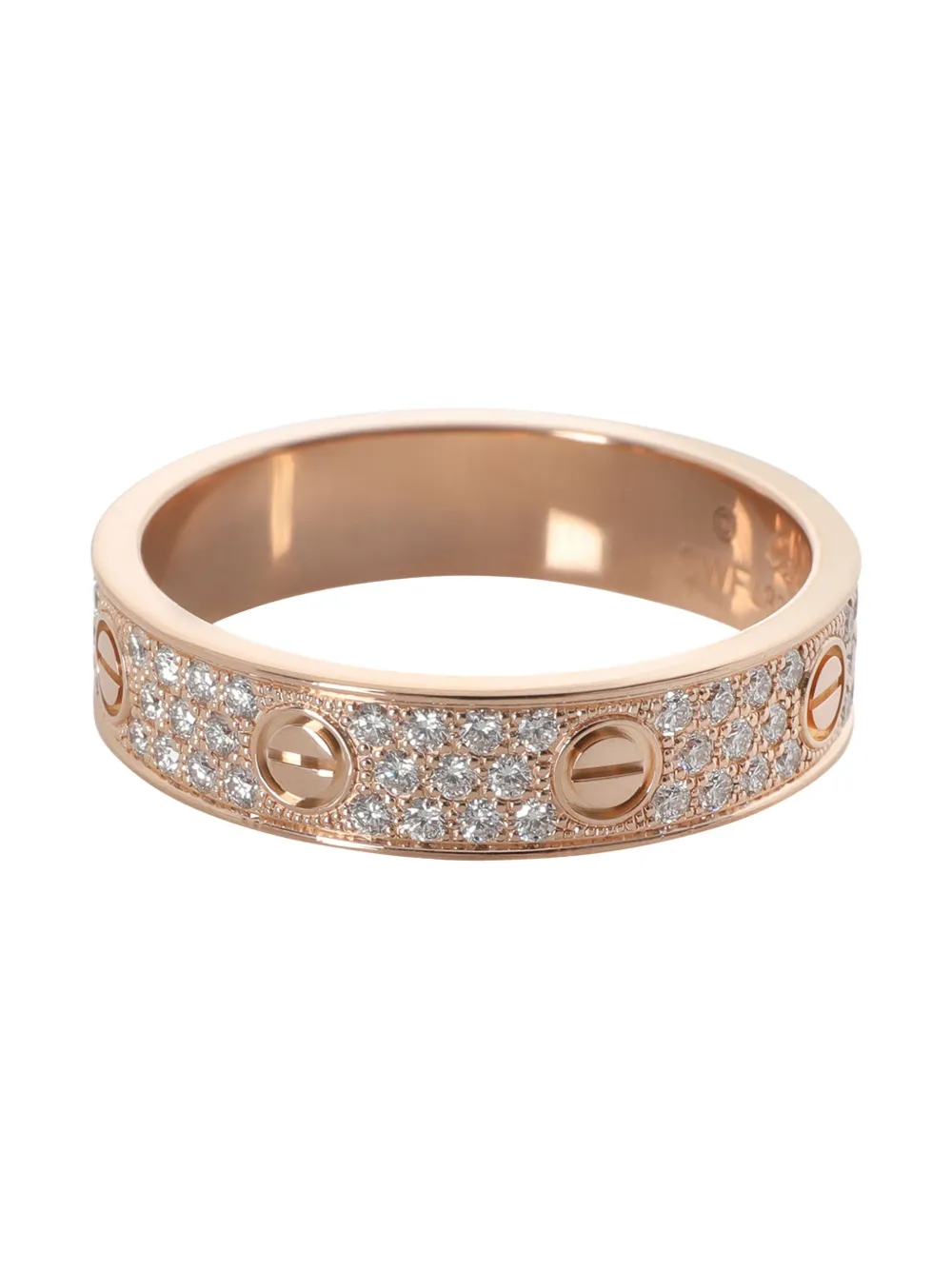 Pre-owned Cartier 18k Rose Gold Love Diamond Ring In Pink