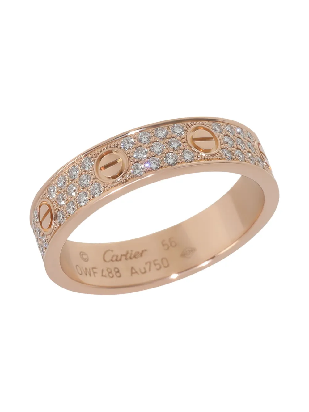 Pre-owned Cartier 18k Rose Gold Love Diamond Ring In Pink