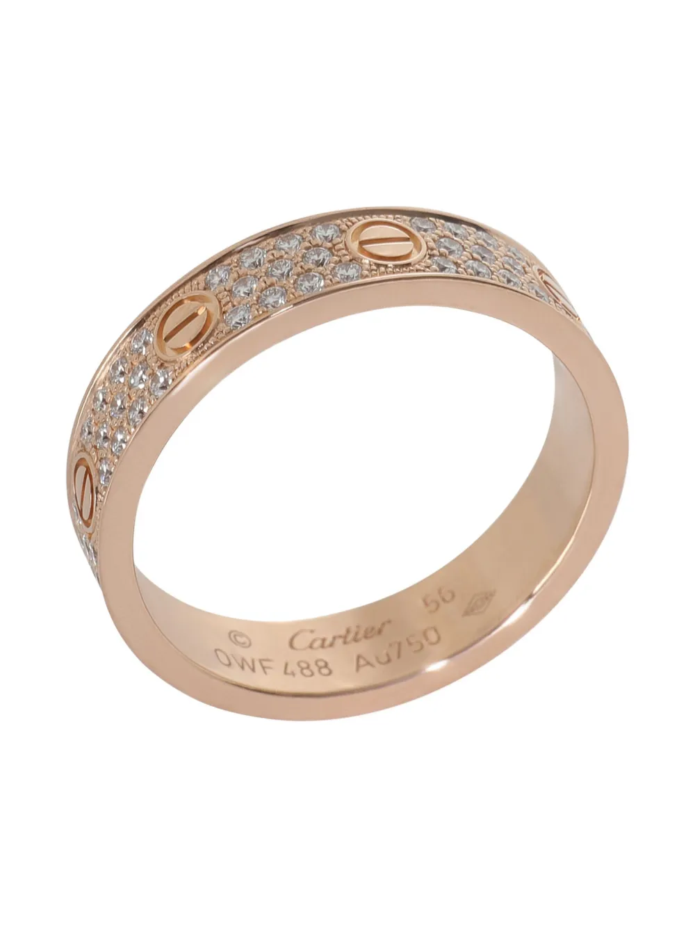 Pre-owned Cartier 18k Rose Gold Love Diamond Ring In Pink