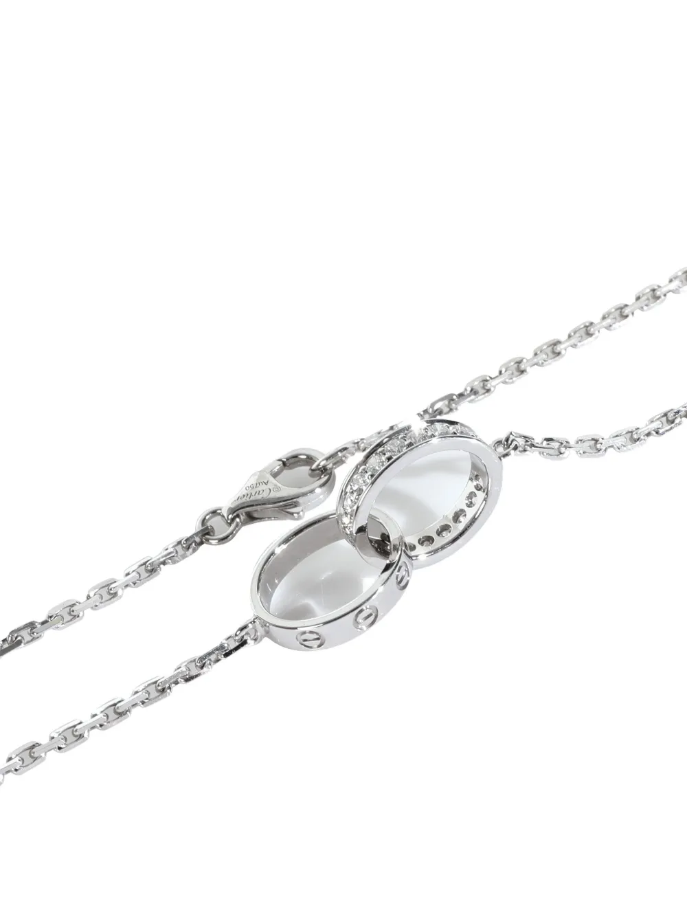 Pre-owned Cartier 18k White Gold Love Diamond Necklace In Silver
