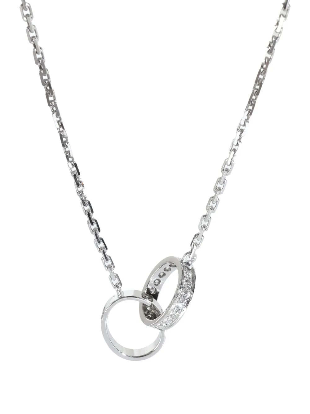 Pre-owned Cartier 18k White Gold Love Diamond Necklace In Silver