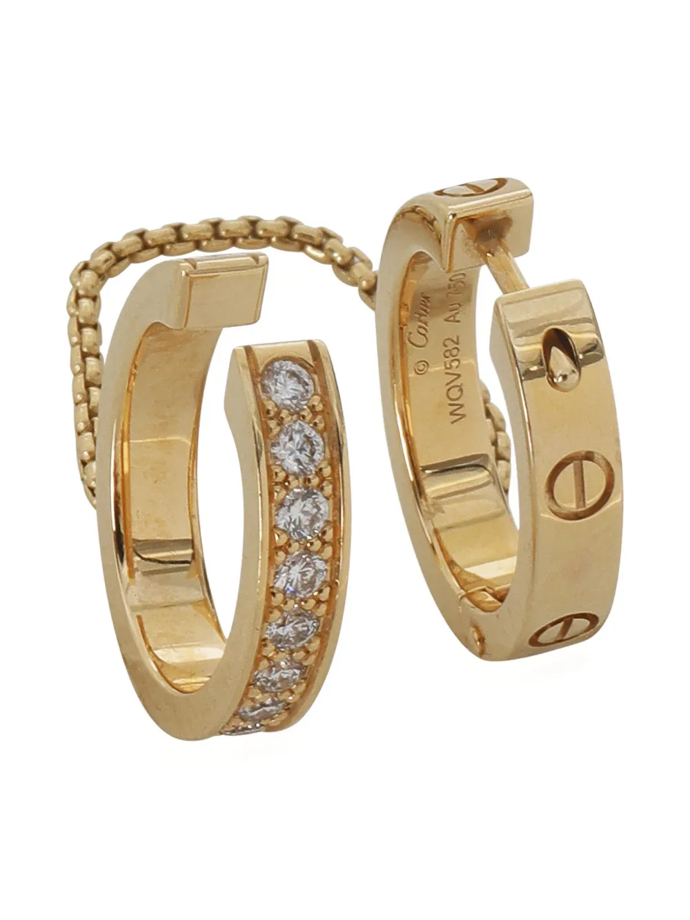 Pre-owned Cartier 18k Yellow Gold Love Diamond Earring