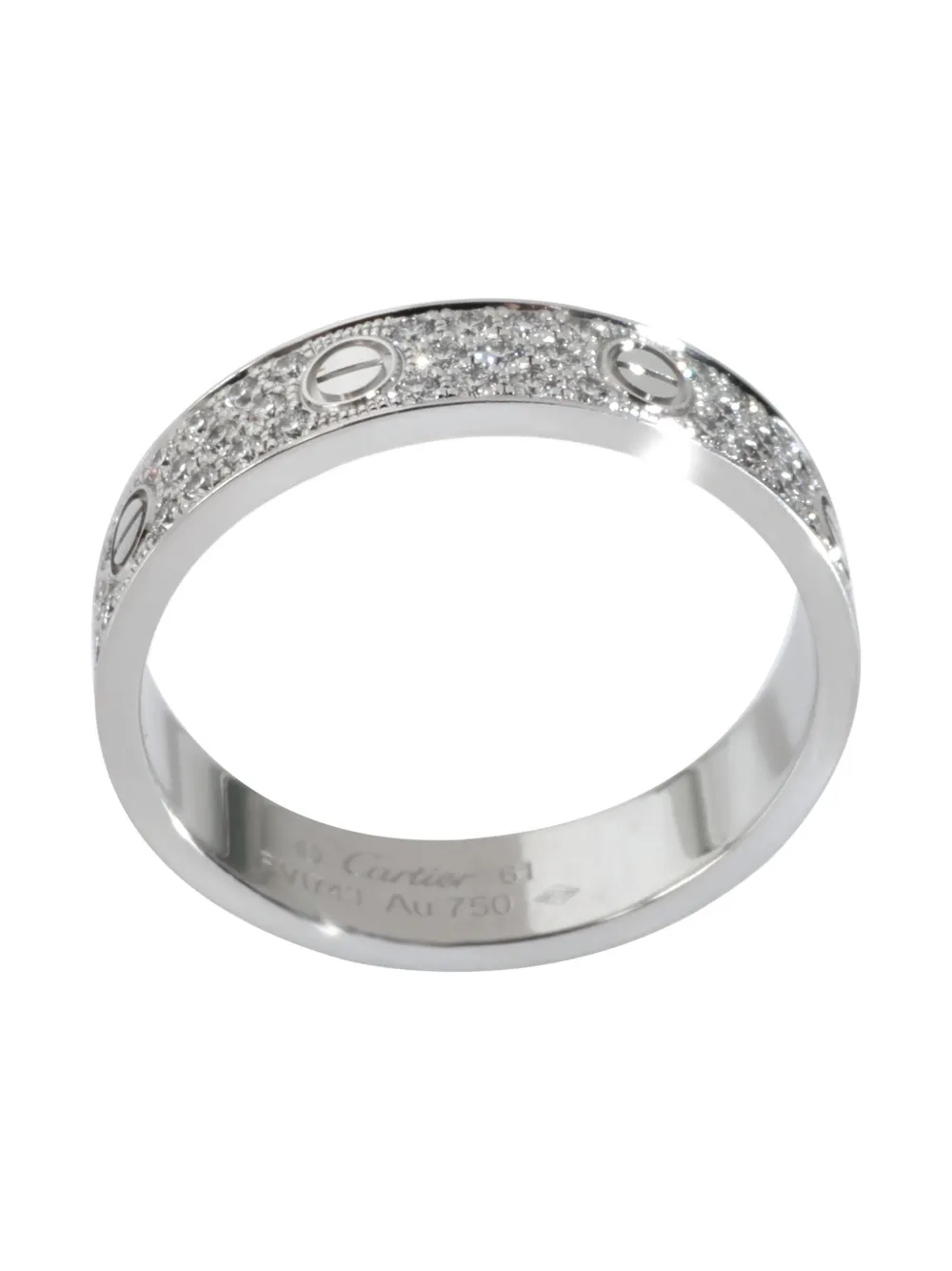 Pre-owned Cartier 18k White Gold Diamond Love Ring In Silver