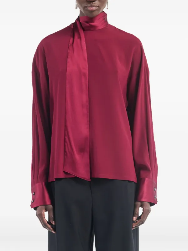 Maria McManus Scarf Buttoned-cuffs Blouse in Red