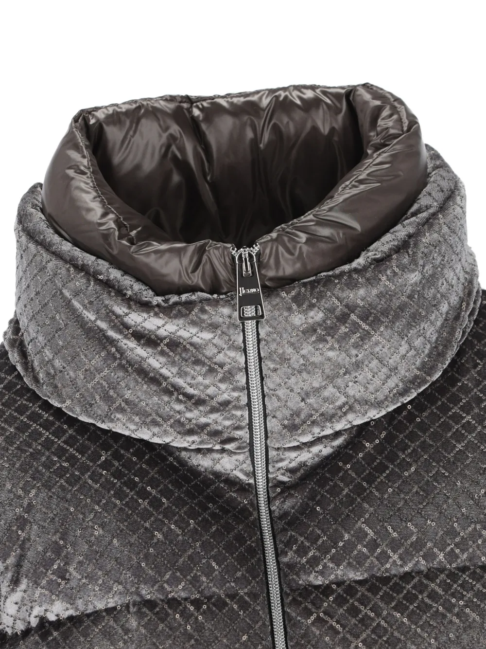 Herno Sequin High-neck Jacket In Gray