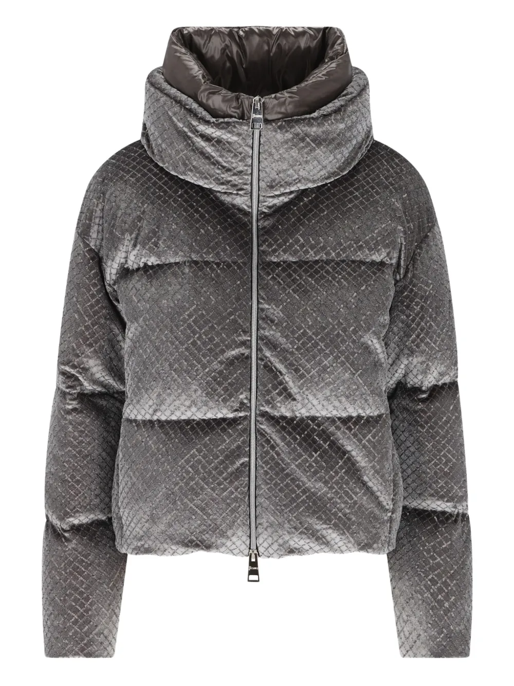 Herno Sequin High-neck Jacket In Gray