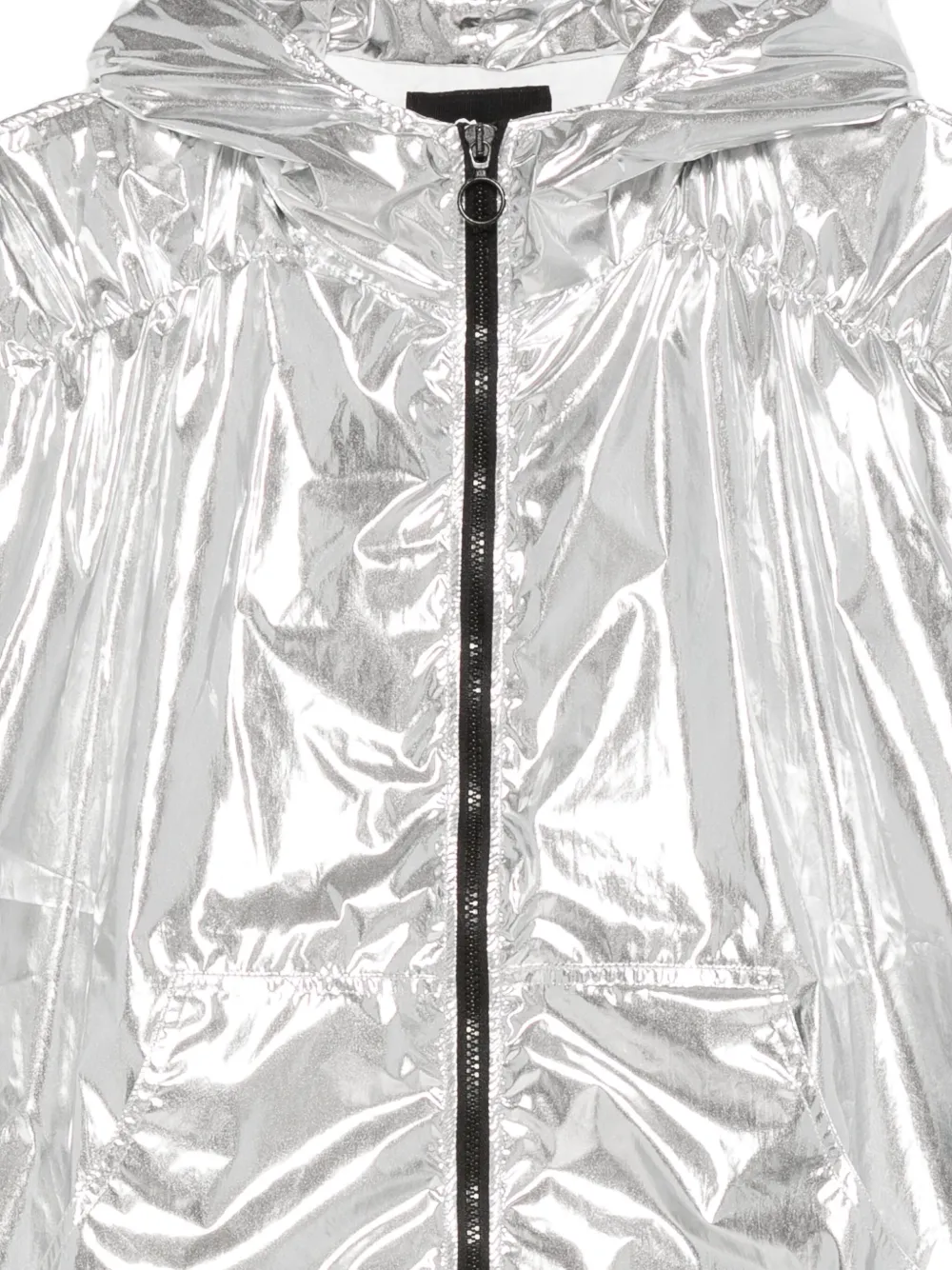 Andorine Metallic-finish Hooded Cape In Silver