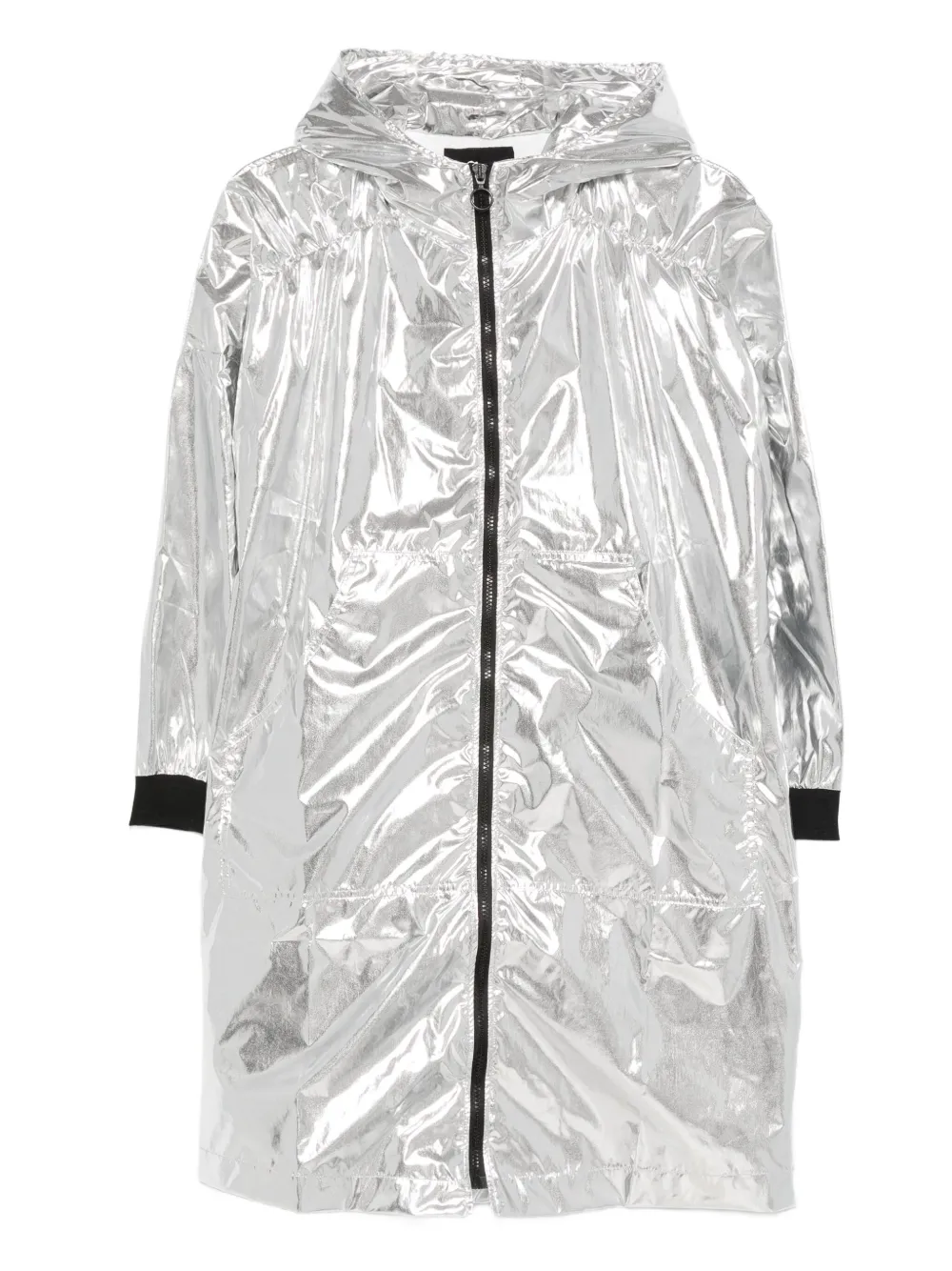 Andorine metallic-finish hooded cape | Silver | Image 1