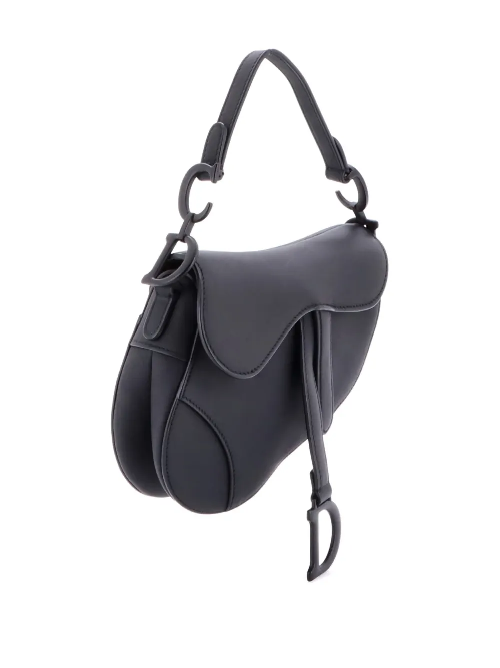 Pre-owned Dior Ultra Matte Saddle Handbag Leather Mini Shoulder Bag In Black