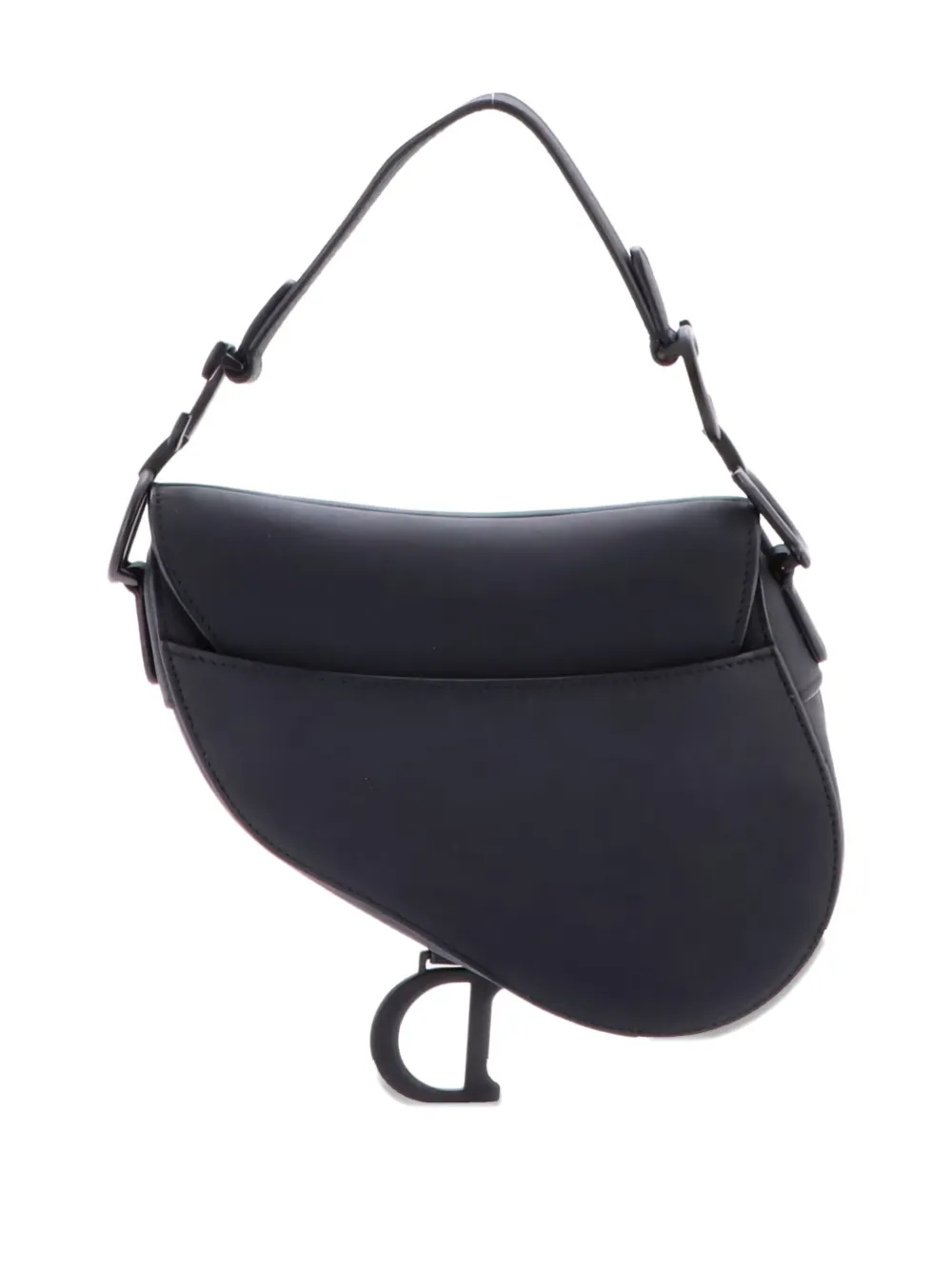 Pre-owned Dior Ultra Matte Saddle Handbag Leather Mini Shoulder Bag In Black