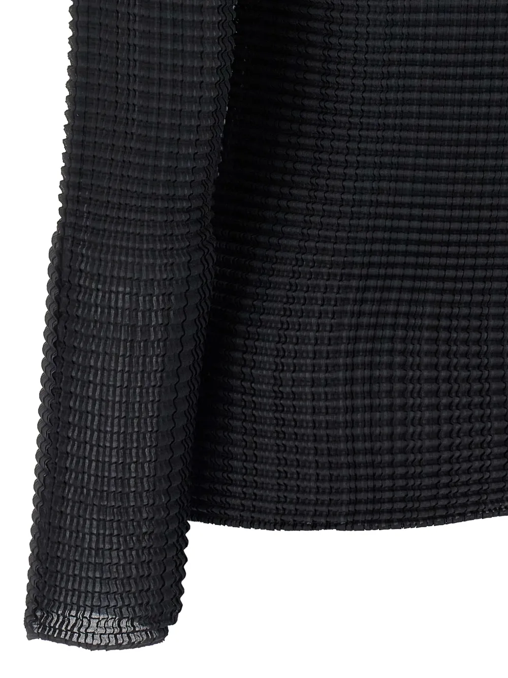 Issey Miyake Pleated Turtleneck Blouse In Black