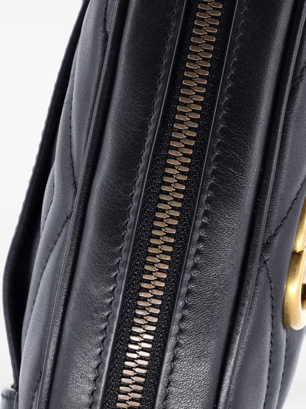 Pre-owned Gucci Gg Marmont Matelasse Leather Belt Bag In Black