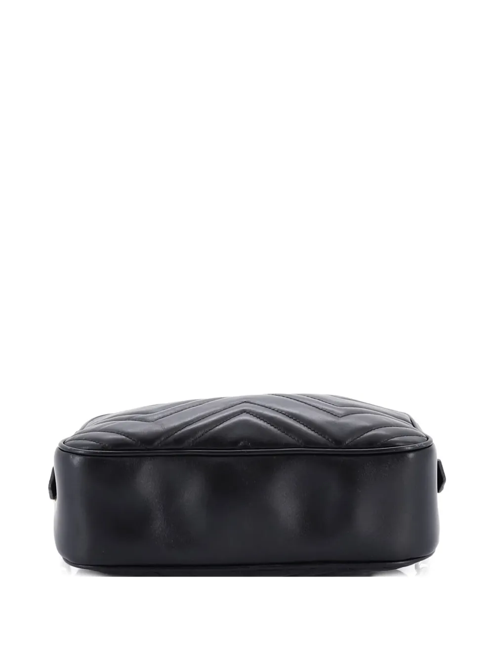 Pre-owned Gucci Gg Marmont Shoulder Bag Matelasse Leather Small Crossbody Bag In Black